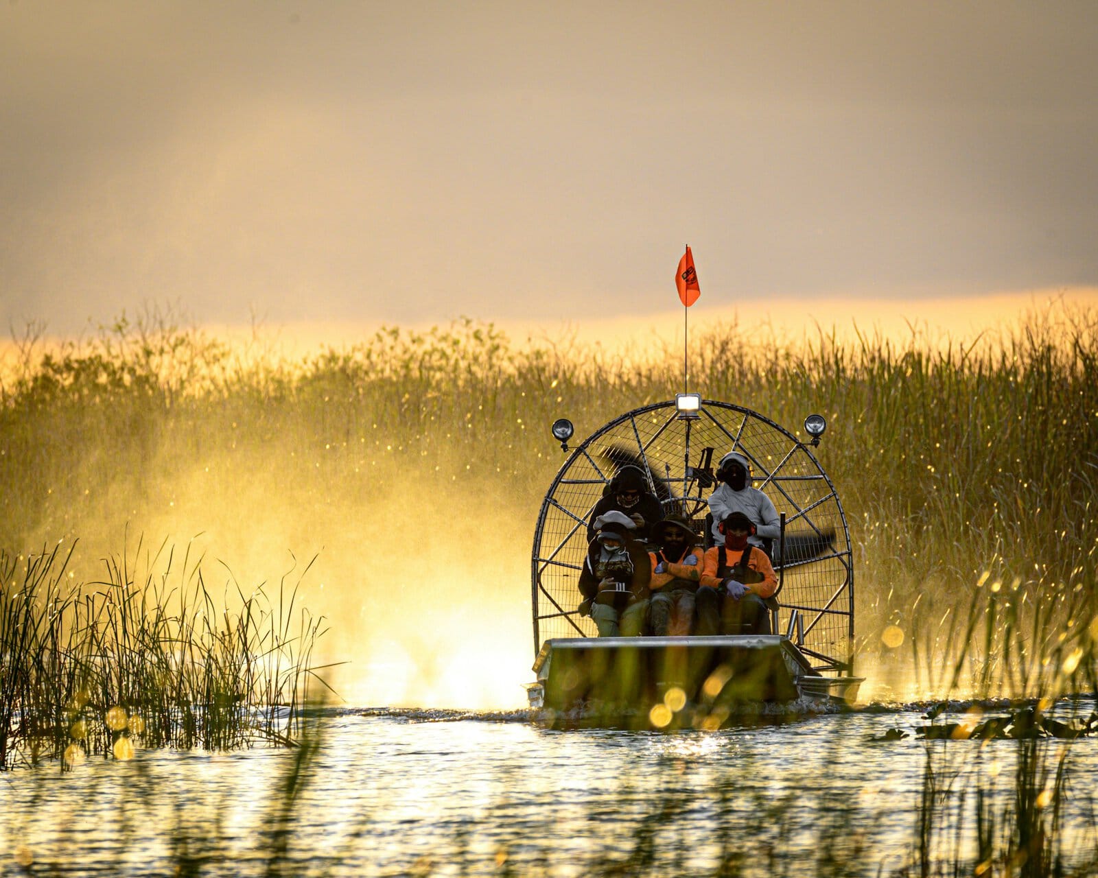 Airboat on the swamp in Everglades National Park near Miami