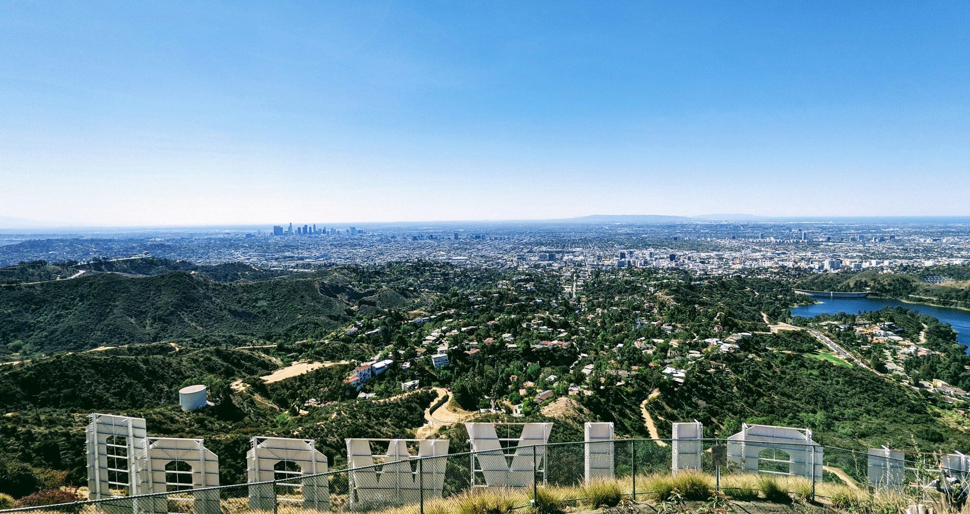 The Hollywood sign on Mount Lee above Los Angeles