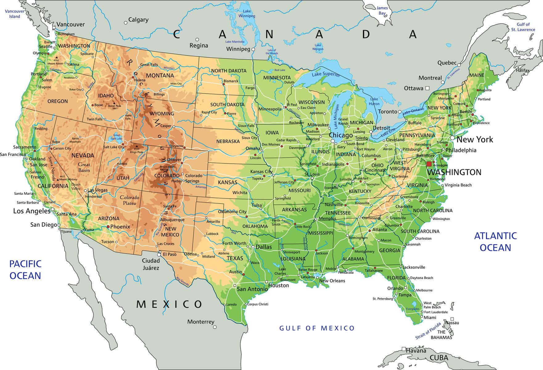 Cartographic Map of the USA