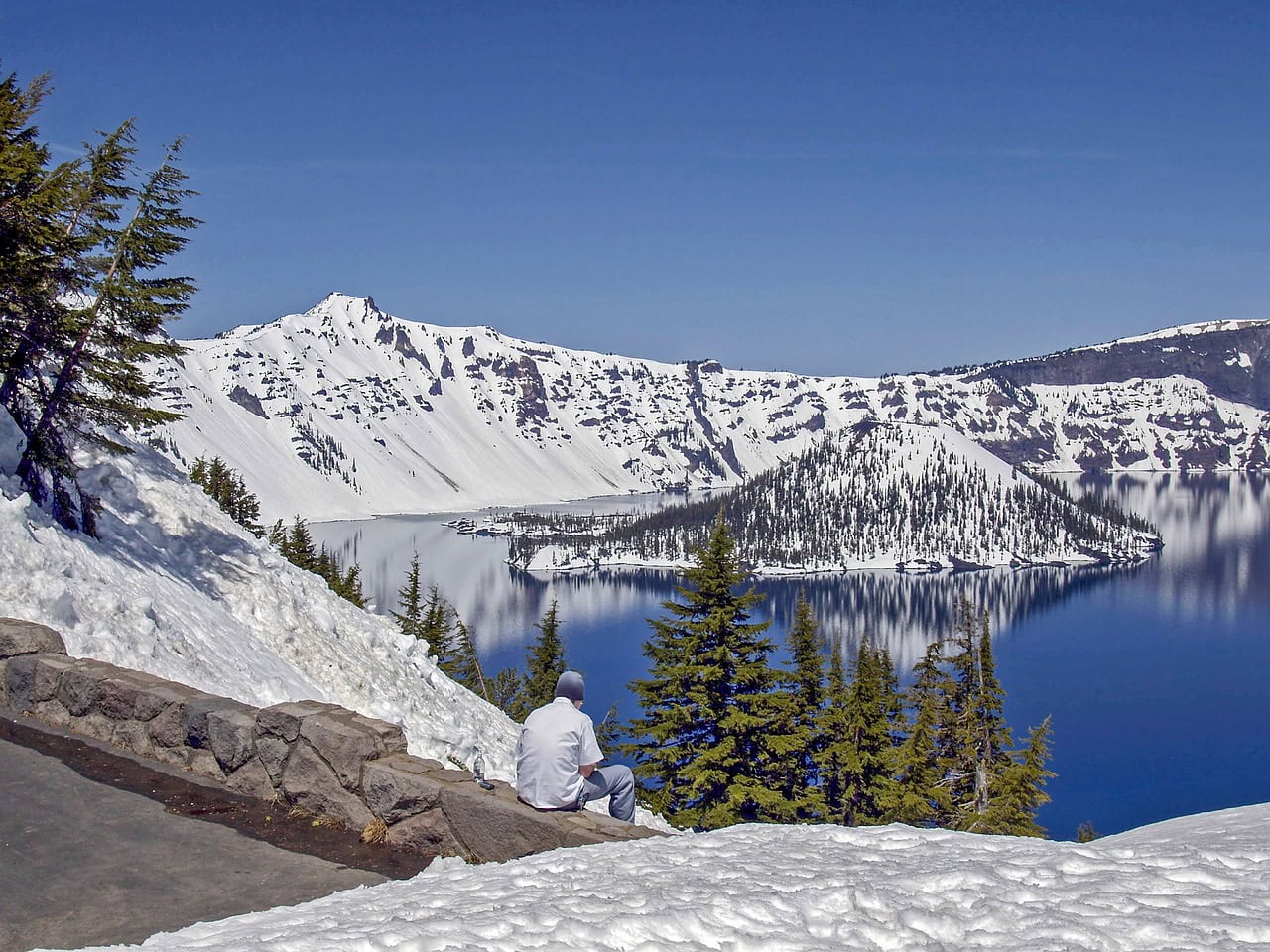 Crater Lake in the snow