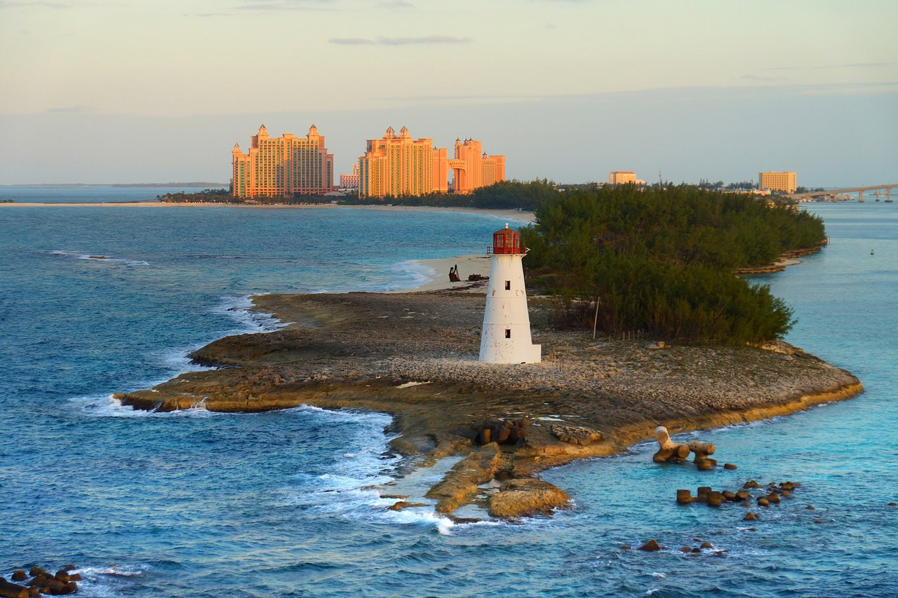 The lighthouse on Paradise Island in the Bahamas
