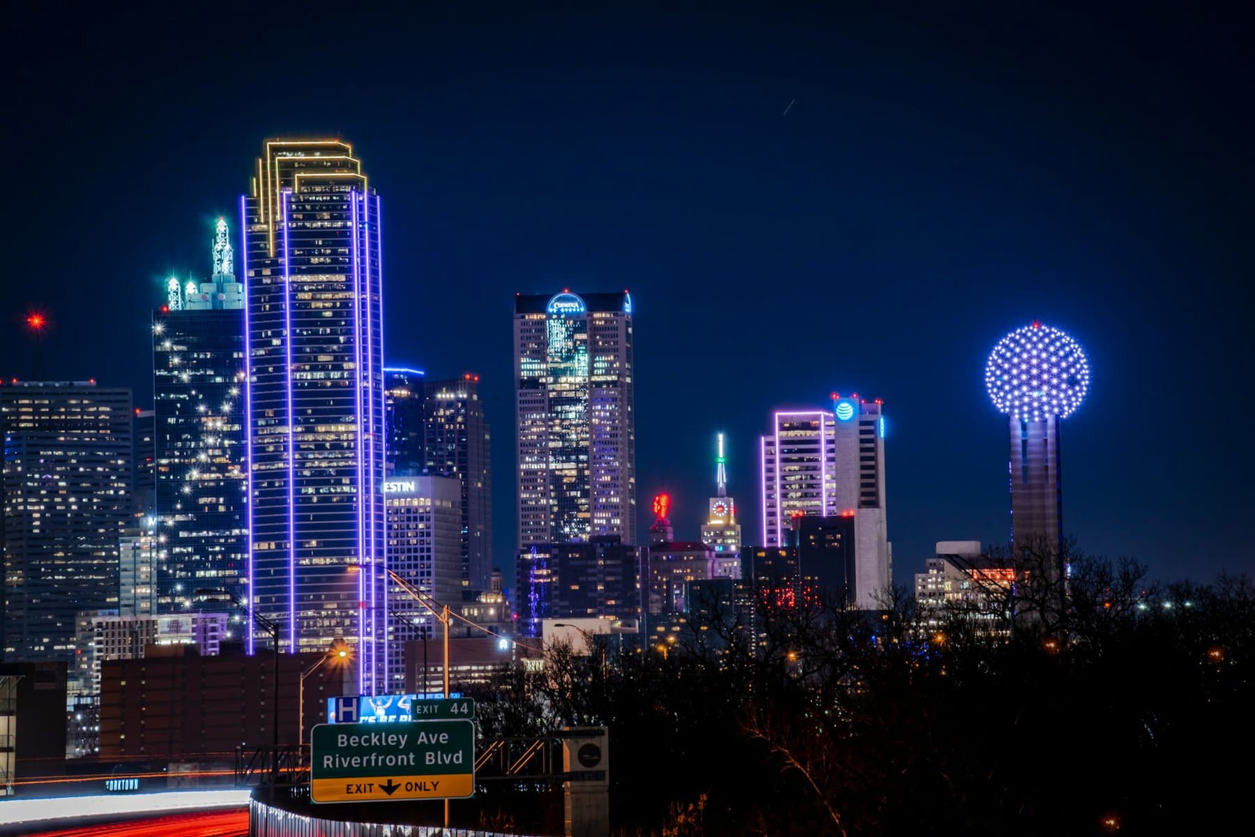 The Dallas skyline in the evening