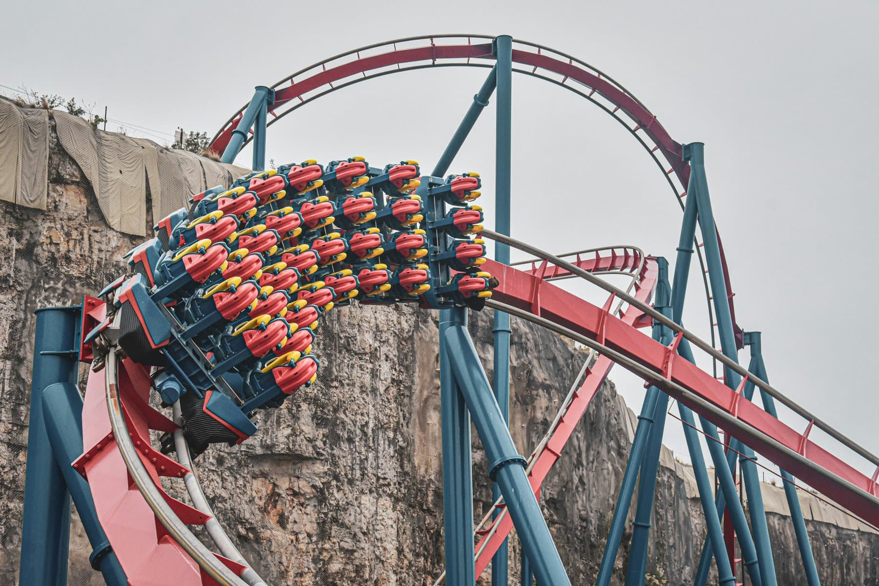 Roller coaster at Six Flags Fiesta amusement park in San Antonio
