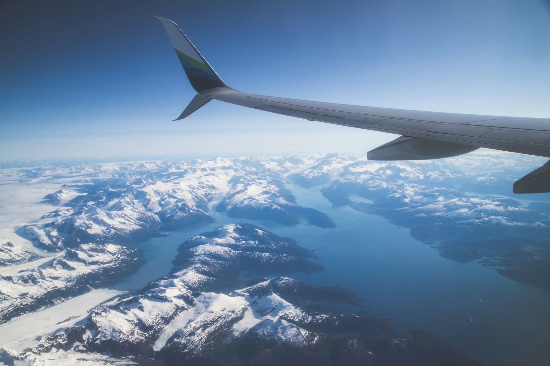 Plane taking off from Anchorage Airport in Alaska
