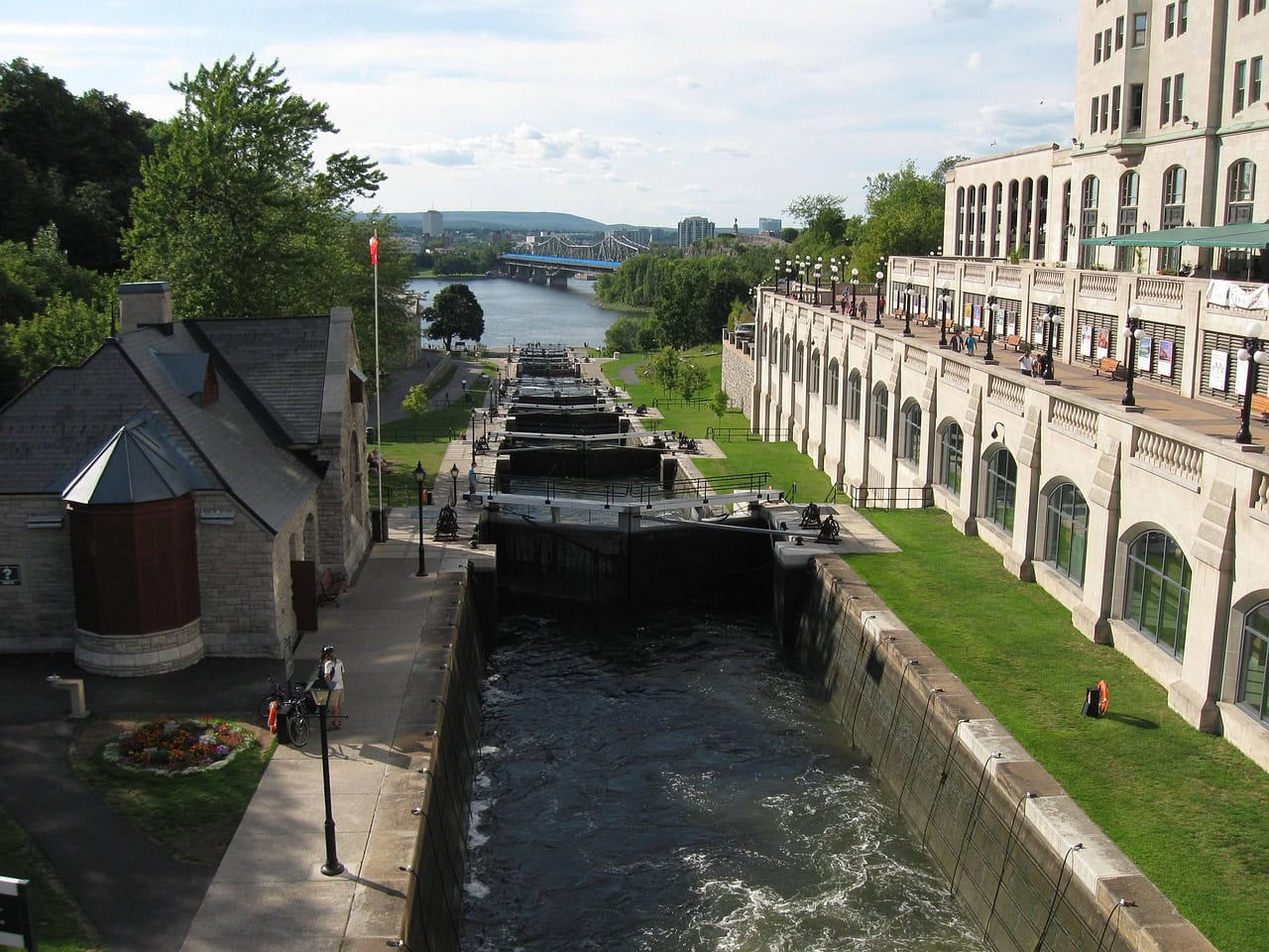 Rideau Canal and the Bytown Museum in Ottawa