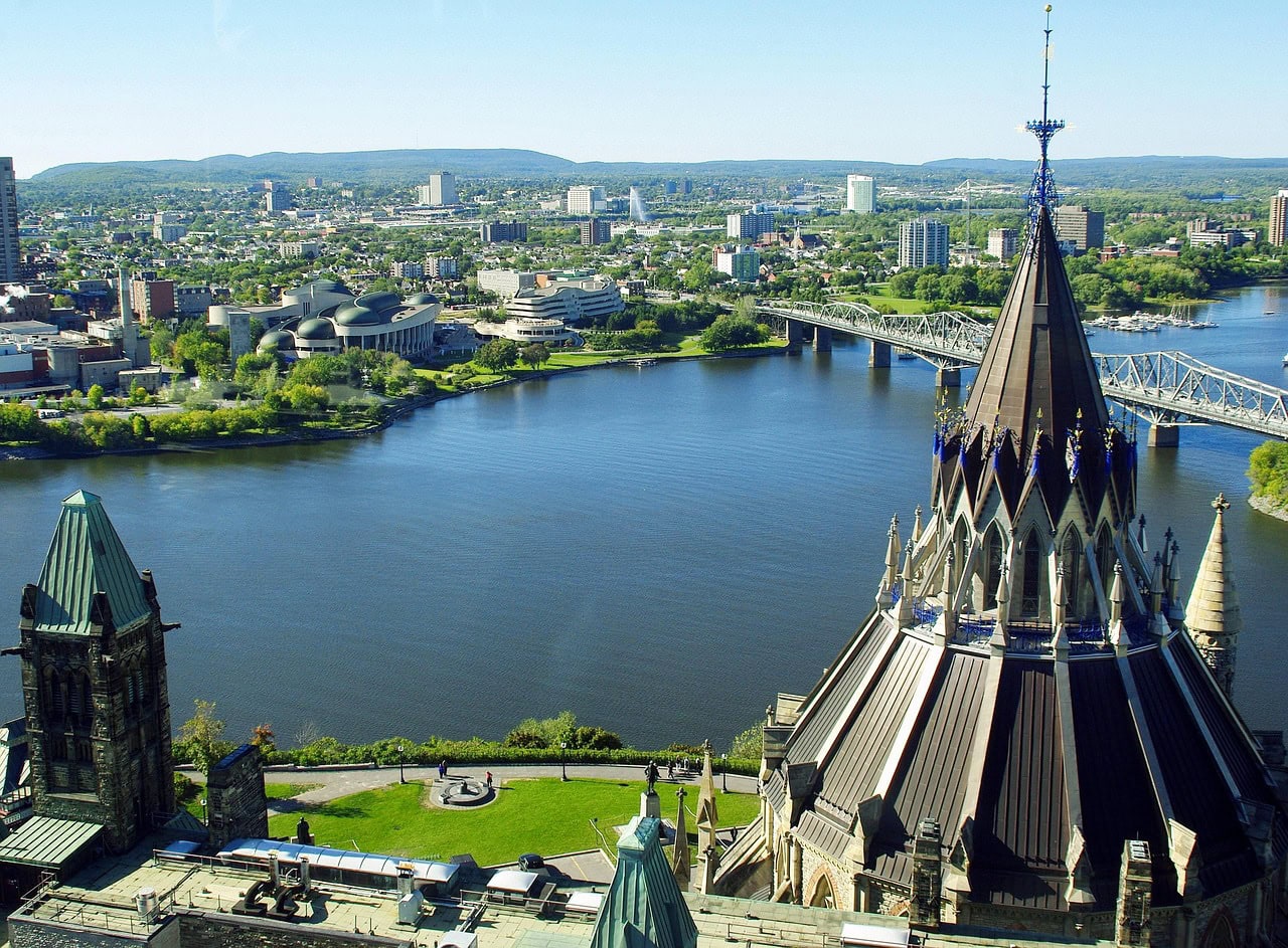 Alexandria Bridge and the Ottawa River from the Peace Tower at the Parliament